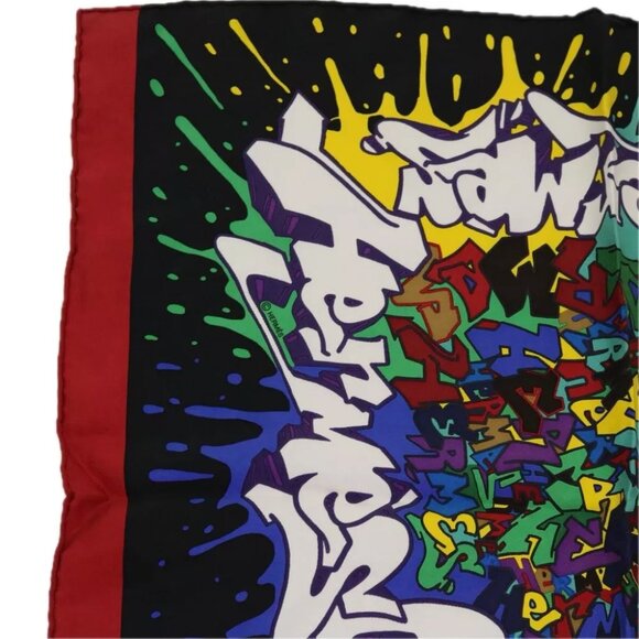 HERMES Carre 40 Graffiti Scarf Silk Black Multicolor Auth - Picture 2 of 7